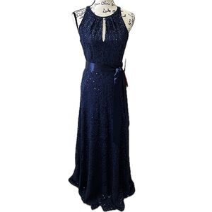 Tahari NWT ASL Halter Sequined Evening Gown Dress Size 2